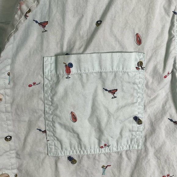 PacSun Mint Green Patterned Men's Vacation Button Down Shirt - Picture 4 of 6